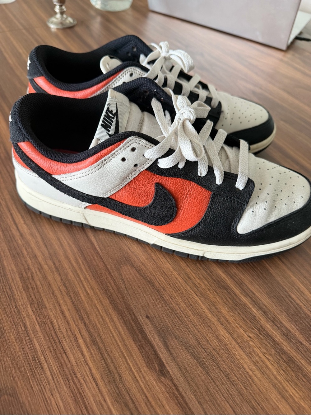 Nike Low Top Sneakers - White, Black & Orange Accent
